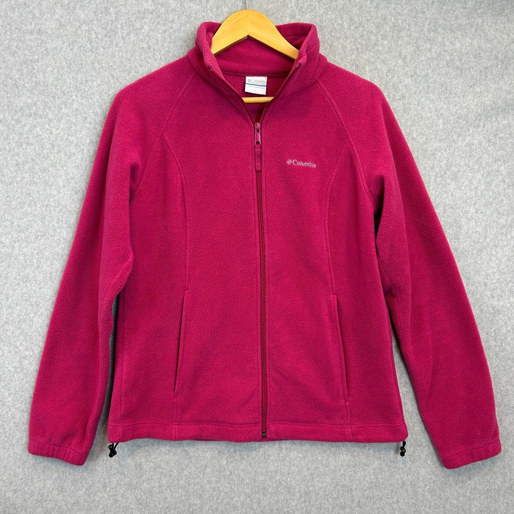 Columbia Fleece Jacket Pink Full Zip Cozy Gorpcore Casual Outdoor Womens Size L